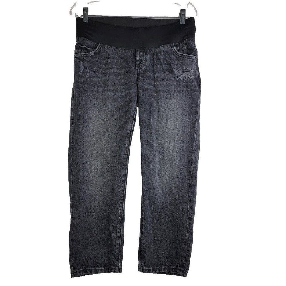 Old Navy Maternity Slouchy Straight Jeans Women's Size 2 Short Black Denim 29X24